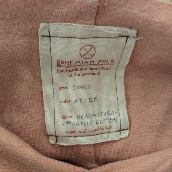 Small Adobe Bohemian Folk Skirted Wide Leg Drawstring Pant in Jersey Hemp Cotton - Picture 4 of 4